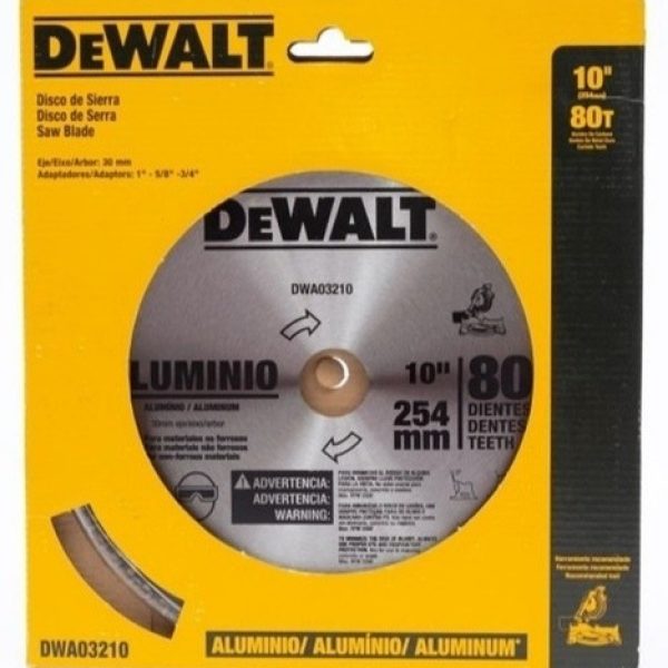 D. Sierra 10'' - 80 dientes - Eje 30mm (1'' - 5/8'' - 3/4'') - Corte Aluminio Dewalt
