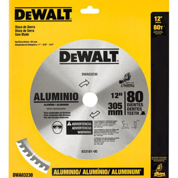 D. Sierra 12'' - 80 dientes - Eje 30mm (1'' - 5/8'' - 3/4'') - Corte Aluminio Dewalt