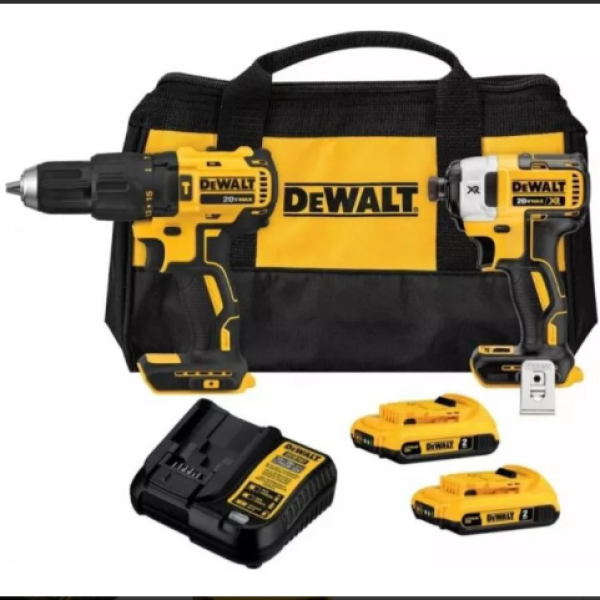 Pack Taladro Percutor + Atornillador Impacto Dewalt DCK223D2 Mandril 13mm